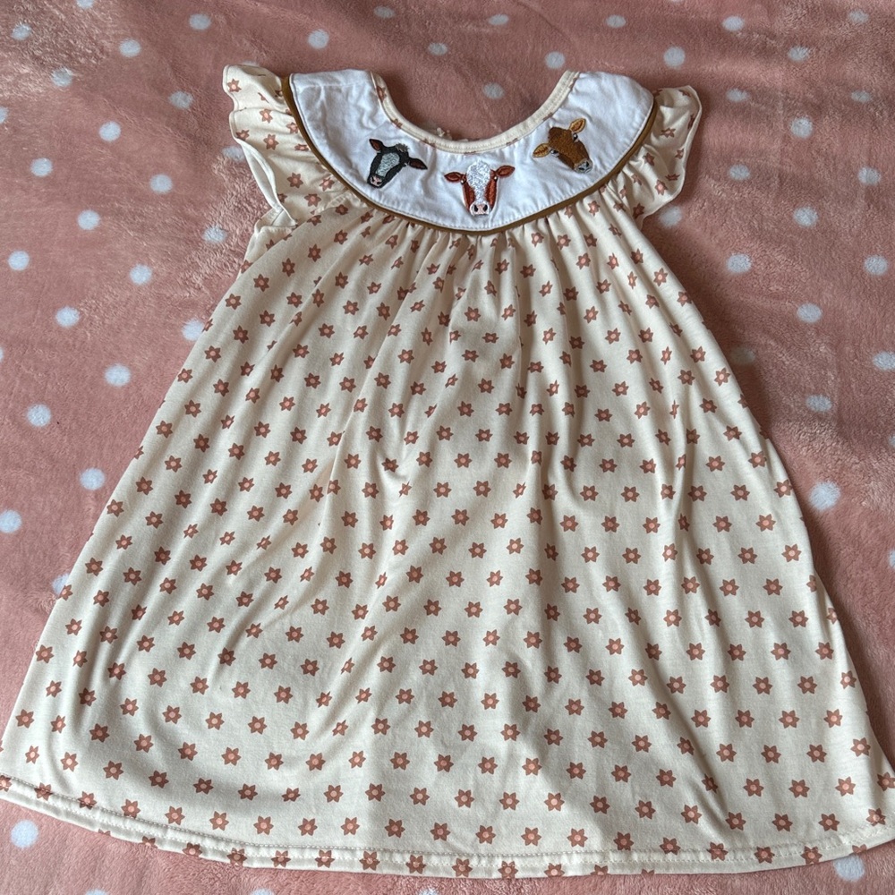 Adorable Cream and Brown Kids Dress